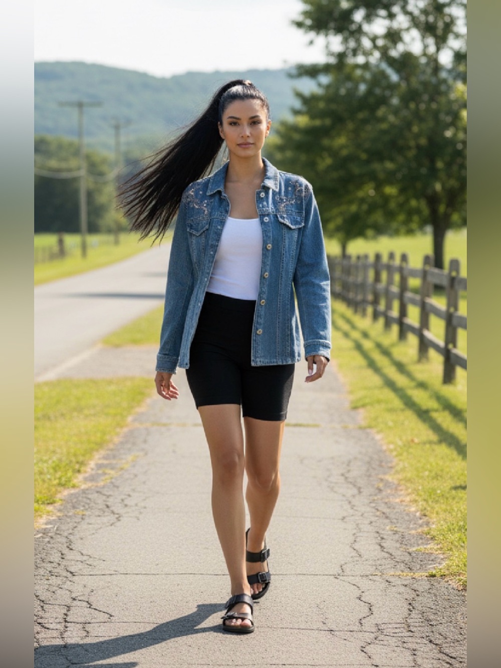 Vintage SIMON CHANG Embellished Blue Denim Jacket